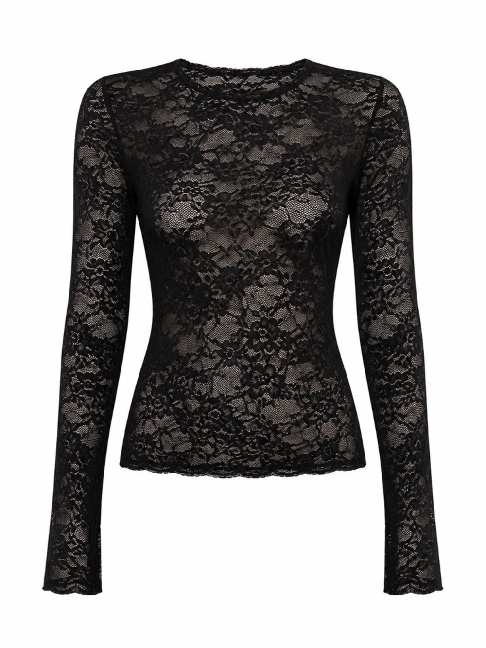 ❁ 3/$15 ❁ Black Lace Long-Sleeve Sheer Top, Size XS